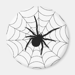Big Black Spider Halloween Spider Web Design Magnet