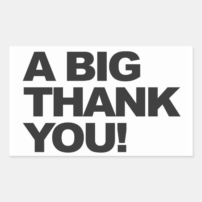 Big Black Thank You Rectangular Sticker (Front)