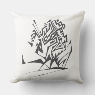 Big Black White Abstract Tribal Tattoo Art Cushion