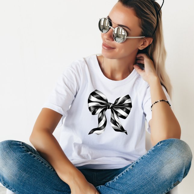 Big Black & White Watercolor Bow  T-Shirt (Creator Uploaded)