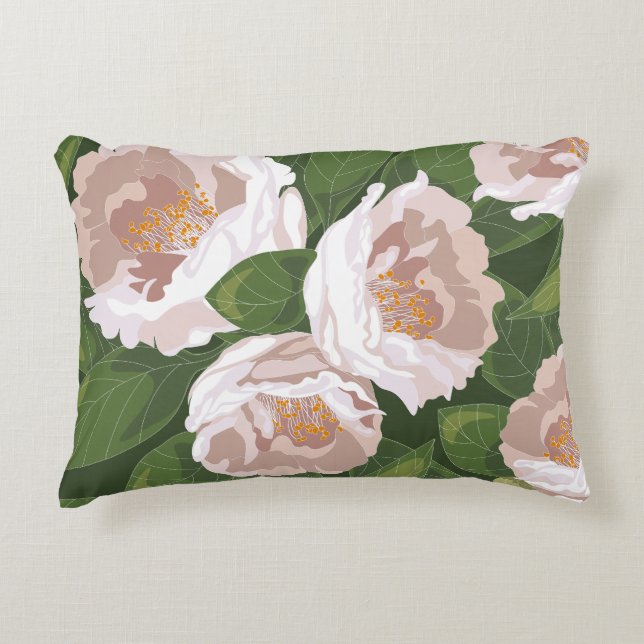 Big Bloom Camellia Charm Decorative Cushion (Front)
