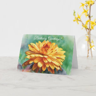 Big Blooming Mum Chrysanthemum Art Birthday Card