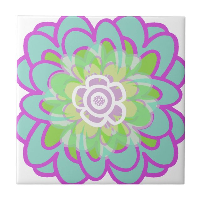 Big Blooming Succulent Ceramic Tile (Front)
