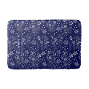 Big blossom floral seamless pattern personalised bath mat