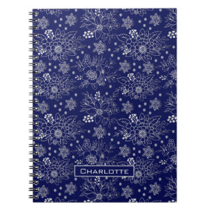 Big blossom floral seamless pattern personalised notebook