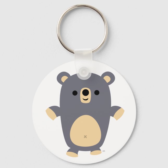 Big Blue Cartoon Bear  keychain (Front)