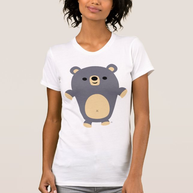 Big Blue Cartoon Bear women T-shirt (Front)