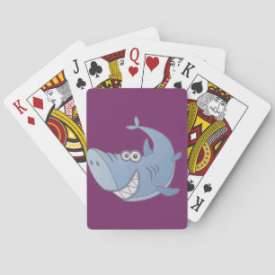 Big Blue Cartoon Shark Playing Cards