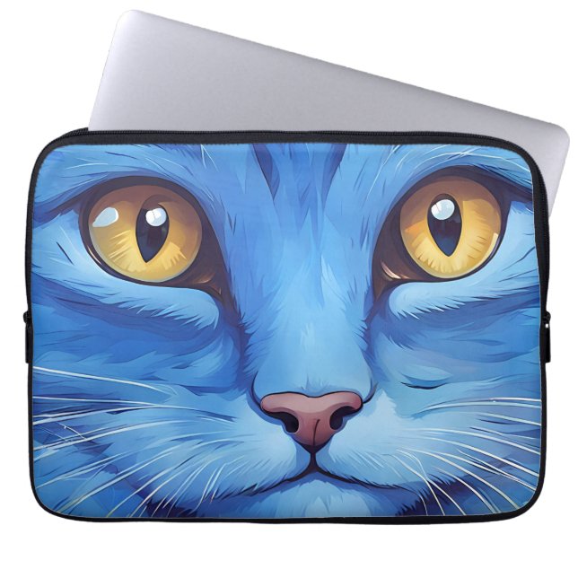 Big Blue Cat Laptop Sleeve (Front)