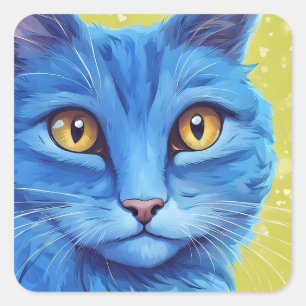 Big Blue Cat. Square Sticker