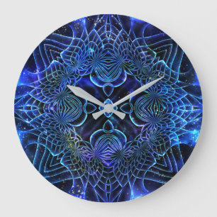 Big Blue Electric Galactic Geometry Large Clock