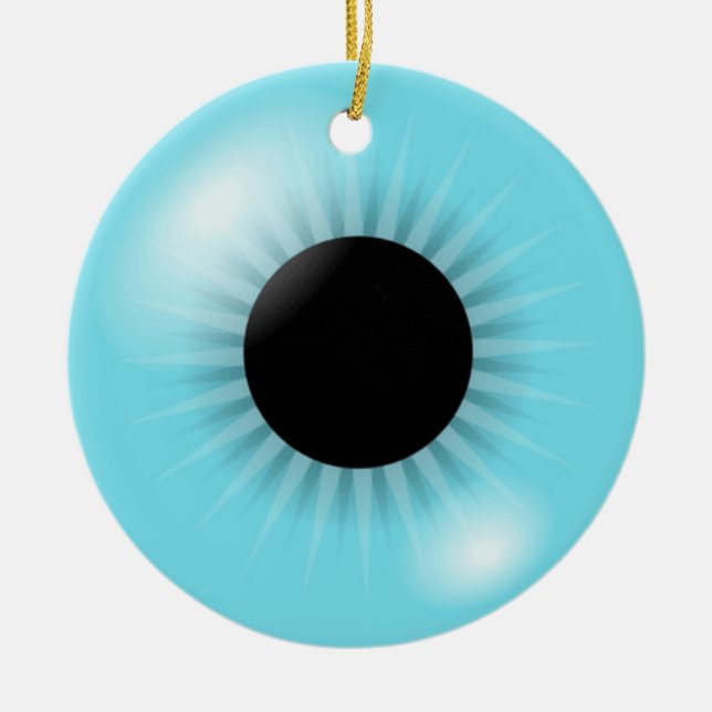 Big Blue Eyeball ormanent Ceramic Ornament (Front)