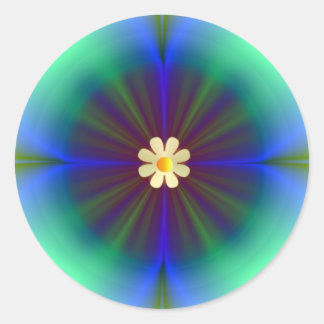 Big Blue-Green Flower Classic Round Sticker