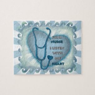 Big Blue Heart Nurse Jigsaw Puzzle