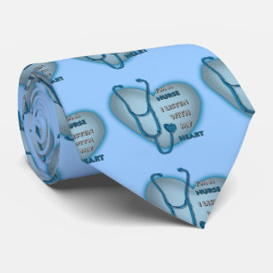 Big blue heart nurse  tie