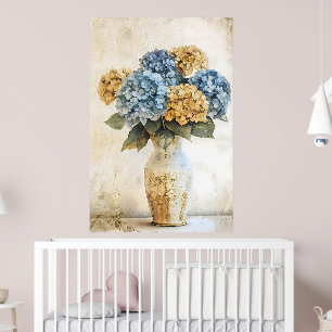 Big Blue Hydrangea Flowers Poster