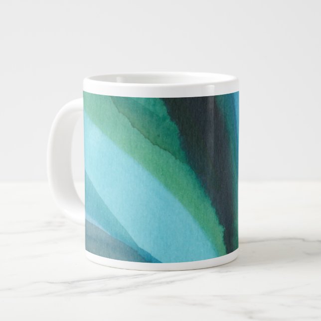 Big Blue Leaf I Large Coffee Mug (Front Left)
