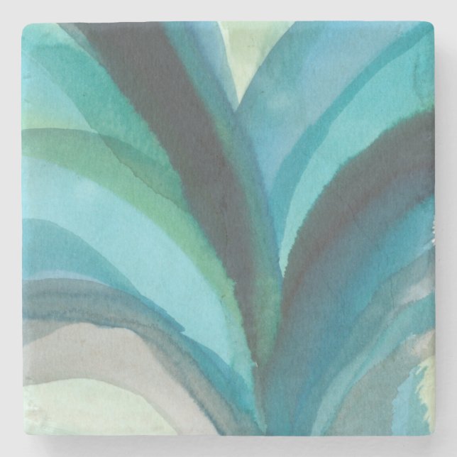 Big Blue Leaf I Stone Coaster (Front)