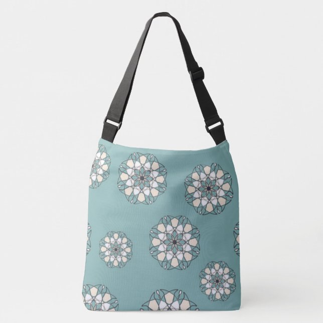 "BIG BLUE MANDALA FLOWER" CROSSBODY BAG (Front)