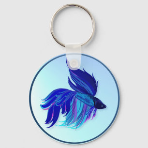 Big Blue Siamese Fighting Fish Keychains