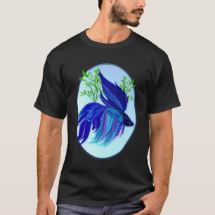 Big Blue Siamese Fighting Fish Oval Shirts
