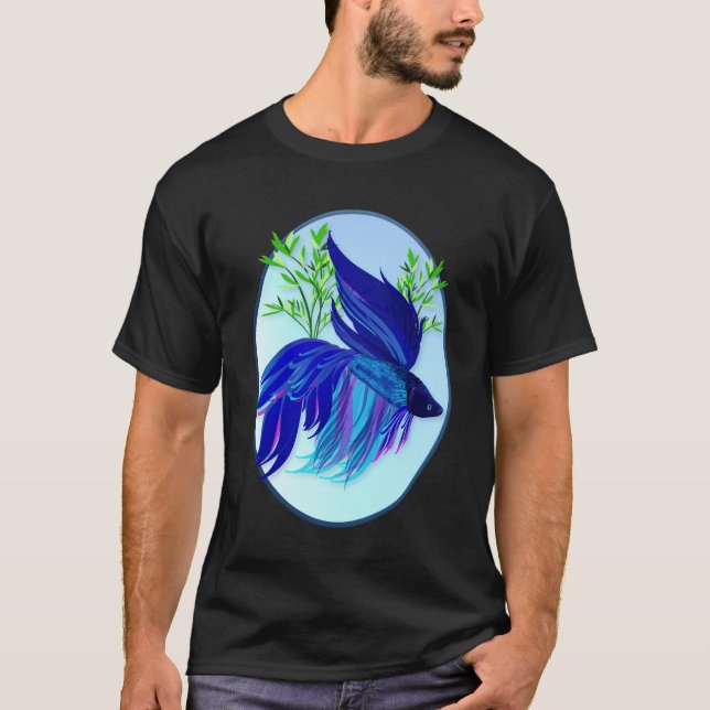 Big Blue Siamese Fighting Fish Oval Shirts (Front)