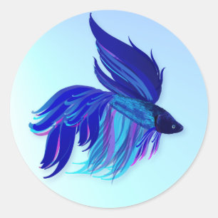Big Blue Siamese Fighting Fish Stickers
