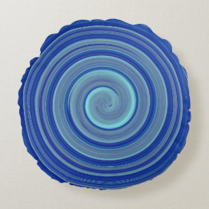 Big blue spiral round cushion