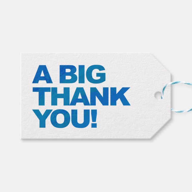 Big Blue Thank You Gift Tags (Front (Horizontal))