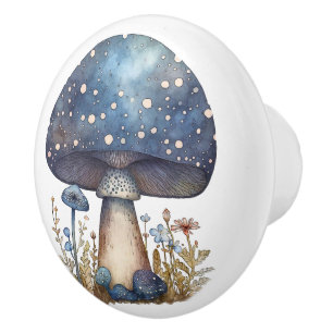 Big Blue Toadstool Ceramic Knob