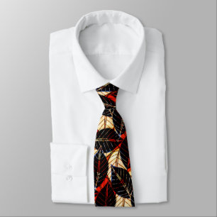 Big Bold African Rainforest Print Red and Black Tie