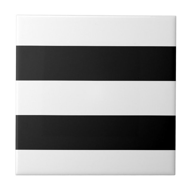 Big, bold black and white stripes ceramic tile (Front)