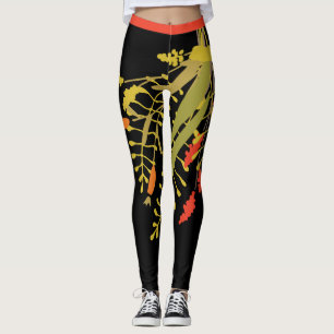 Big Bold Bright Green Red Botanical Leggings