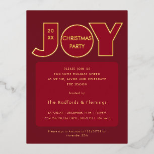 Big bold Christmas Joy Foil Invitation Postcard