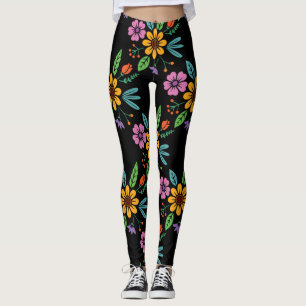 Big Bold Colourful Flowers Leggings