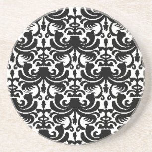 Big Bold Damask (Black) Coaster