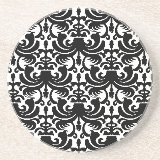 Big Bold Damask (Black) Coaster (Front)