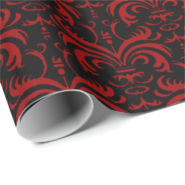 Big Bold Damask (Red) Wrapping Paper (Roll Corner)