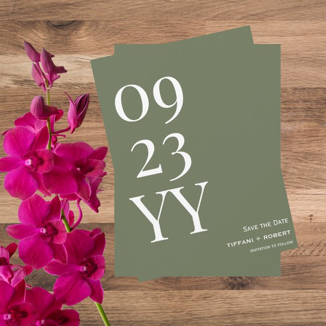 Big Bold Date Sage Green Save The Date (Creator Uploaded)