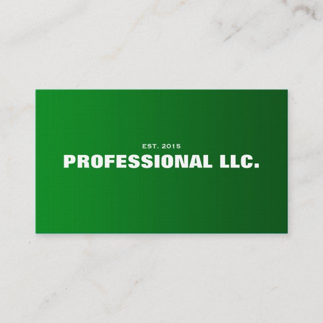 Big, bold, easy to read green business card (Front)