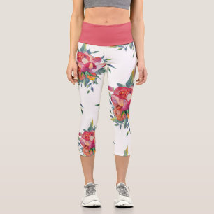 Big Bold Flower Pattern Capri Leggings