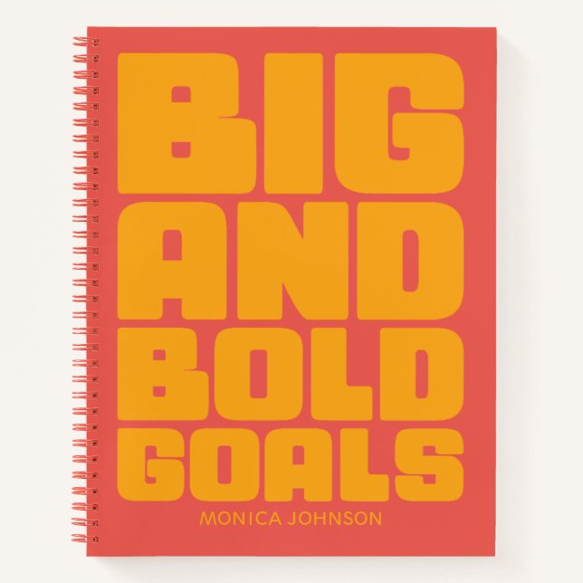 Big Bold Goals Vibrant Yellow Orange Personalized Notebook (Front)