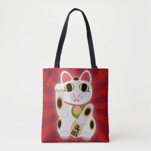 Big Bold Lucky Cat Fun Cartoon Character Tote Bag