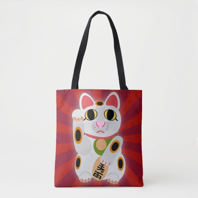 Big Bold Lucky Cat Fun Cartoon Character Tote Bag (Front)