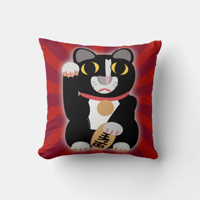 Big Bold Lucky Tuxedo Cat Cushion (Front)