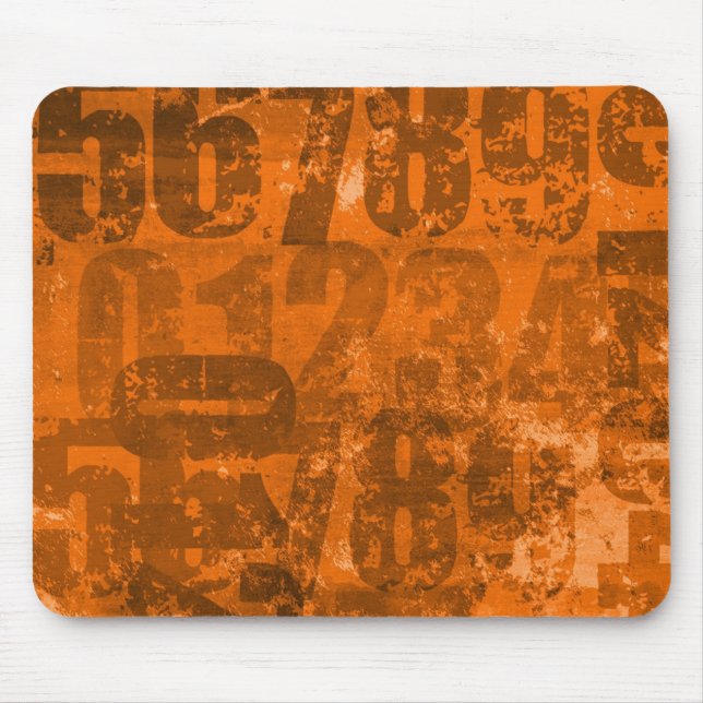 Big Bold Numbers on Brownish Orange Grunge Texture Mouse Pad (Front)