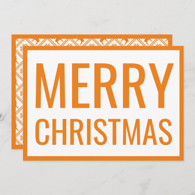 Big Bold Orange Merry Christmas White Photo Card (Front/Back)