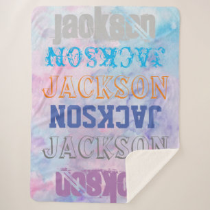 Big Bold Personalised Name Watercolor Background Sherpa Blanket