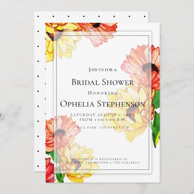 Big Bold Red and Yellow Daisies Invitation (Front/Back)
