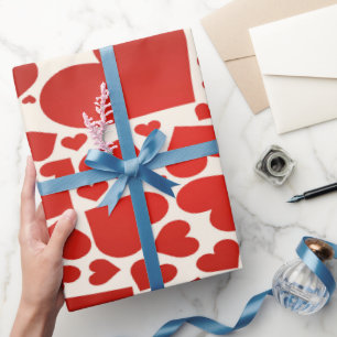 Big Bold Red Love Hearts Wrapping Paper